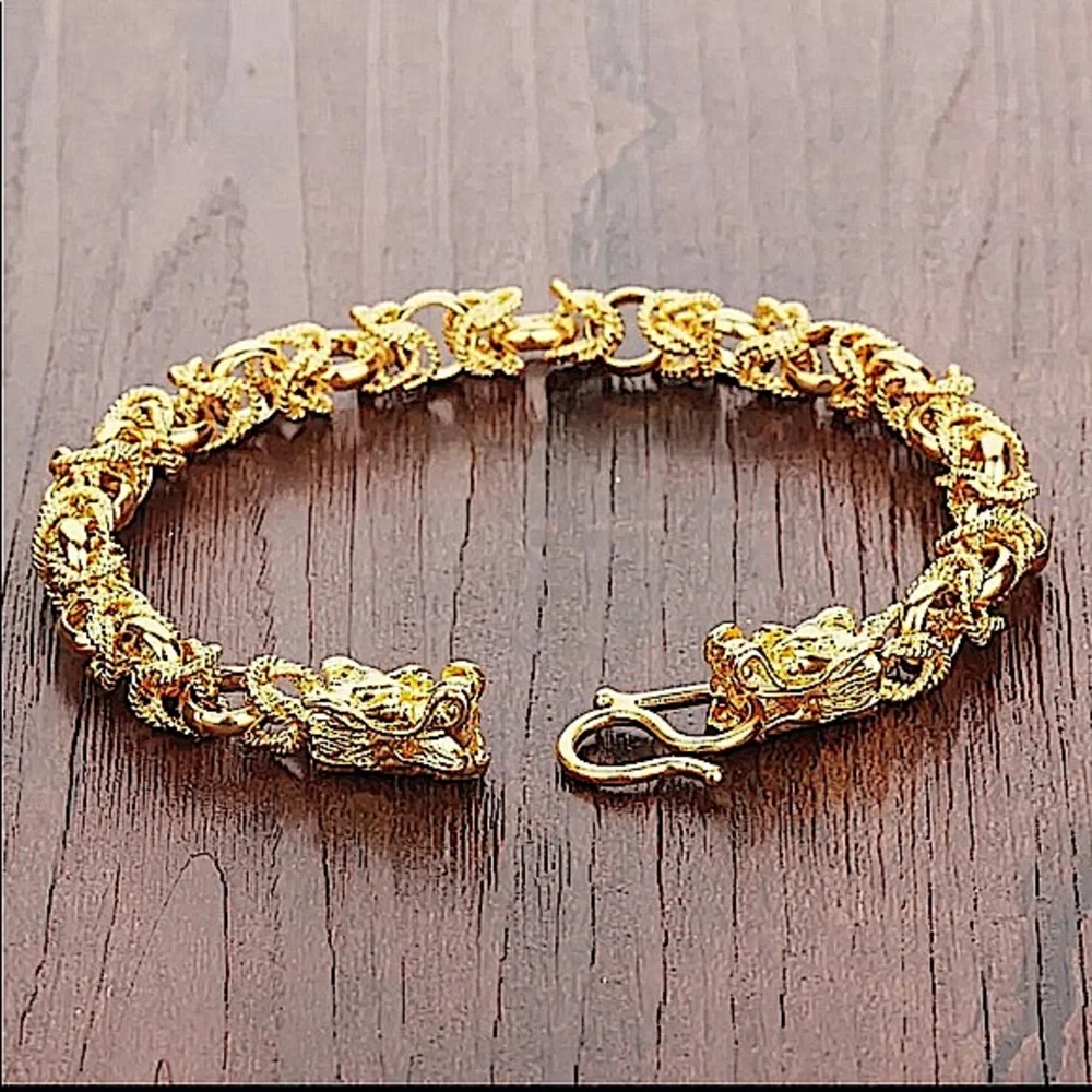 Dragon Hold Plated Byzantine Unisex Bracelet - Picture 13 of 14